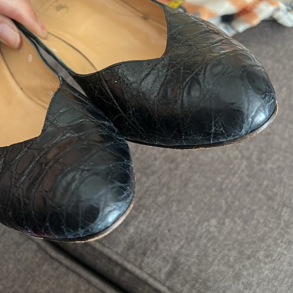 RALPH LAUREN BLACK CROC LEATHER HEELS Made in ITALY - Picture 6 of 7